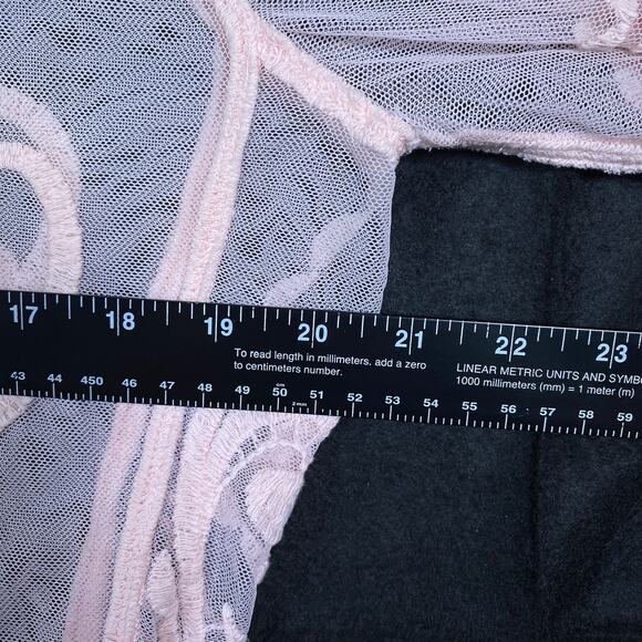 Express Womens Blouse Pink Lace Floral Mesh Sheer Long Sleeve Boat Neck Large - Picture 8 of 14